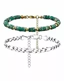 QianSiLi Bracciale Donna, Bracciali Donna In Pietra Naturale Con Perline Placcate Oro 18K, In Acciaio Inox 316L, Regalo Donna Compleanno Fidanzata Moglie Amica Mamma Nonna Ragazza, Regali Per Lei