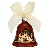 THUN - Addobbo per Albero di Natale Campanella con Angelo Limited Edition 2020 - Decorazioni Natale Casa - Versione Beige - Ceramica - 7 x 7 x 8 h cm