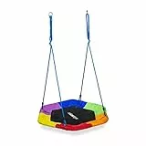 Relaxdays Altalena a Nido, Esagonale, Bambini e Adulti, per Ambienti Esterni, Carico fino a 100 kg, 95 x 85 cm, Colorata
