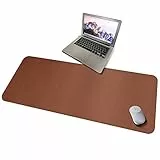 CENNBIE Tappetino per mouse da gioco in pelle estesa, 100x50 cm Tappetino per mouse in pelle per computer da scrivania grande da ufficio (Marrone)