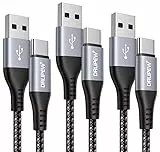 DRLIPEW Cavo di ricarica veloce USB tipo C, lungo USB A a USB C, cavo intrecciato per Samsung Galaxy S22 S21+ S20 Plus S10 S9 S8 A13 A12 A53 A51 A71, Huawei P30 P20, PS5, HTC 10