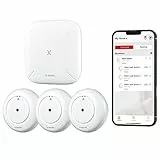 X-Sense SWS54 - Rilevatore di perdite d'acqua Wi-Fi, allarme intelligente con sensore di acqua con raggio di trasmissione di 518,2 m, per cucine, cantine, bagni, 3 rilevatori d'acqua e 1 stazione