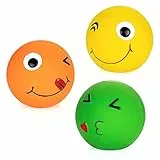 Chiwava Confezione da 3 2,7'' Palla giocattolo cane cigolante in lattice Palle rotonde con faccina sorridente Gioco interattivo per cani di taglia media