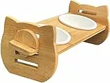 Ciotole per Gatti Rialzate Ciotola per Gatti Ceramica, Ciotola Gatti Anti Ingozzamento Gatto, 15° Inclinate Ciotole Gatto, Set di Ciotole Rialzate per Gatti con Supporto Inclinato(Ø 11cm)