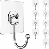 JIGSAWTOY YAW Ganci Adesivi,Appendi Accappatoio Bagno Pacco 10,Gancio Adesivo Carico Massimo 10 kg,Ganci Adesivi Bagno Per Appendere Chiavi, Spine, Utensili da Cucina, Asciugamani e Altro.