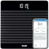 Vitafit Bilancia Pesapersone Digitale con peso e BMI, Intelligente Bilancia con app via Bluetooth, Piattaforma antiscivolo,nero
