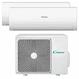Candy, Condizionatore Smart Linea Aria, Climatizzatore Dualsplit con 1 Unità Esterna e 2 Interne 12000 Btu, Silenzioso, con Flusso d'Aria Multidirezione, Self-Clean e Controllo da Remoto
