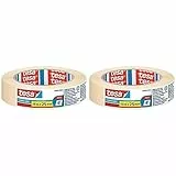 Tesa Nastro per Mascheratura Standard - Nastro in Carta per Mascheratura, Rimozione senza Residui per 2 Giorni, senza Solventi, 50 m x 25 mm (Confezione da 2)