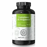 Complesso di magnesio NATURE LOVE® - 180 capsule - 400mg di magnesio elementare per dose giornaliera - magnesio in forma di citrato, ossido, bisglicinato, malato e ascorbato - Vegano, ad alto dosaggio