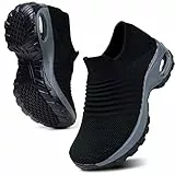 HKR Platform Sneakers Donna Leggero Casual Air Cuscino Scarpe da Ginnastica Outdoor Traspirante Gym Fitness Comode Nero EU 40