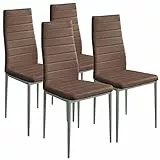 BAKAJI Set 4 Sedie Sala da Pranzo Salotto Cucina Design Moderno Struttura in Metallo e Seduta Imbottita in Ecopelle Dimensioni 98 x 41 x 45 cm (Moro)