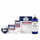 Acqua Alle Rose, Kit Routine Senza Età Viso, Tonico Rinfrescante, Crema Viso Lifting, Maschera In Tessuto E Siero Con Acido Ialuronico, Trattamento Antirughe, Set da 4 Pezzi