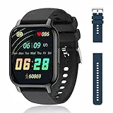 Popglory Smartwatch Uomo Donna, 2 cinturini Orologio Chiamate e Whatsapp, Contapassi Assistente Vocale, Orologio Digitale 24H Cardiofrequenzimetro, Pressione Sanguigna SpO2 Sonno, Regalo Android iOS