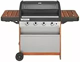 Campingaz 4 Series Woody L Barbecue Grill con 4 Bruciatori, 12.8 kW di Potenza, Sistema di Pulizia Facile InstaClean, Griglia e Piastra in Acciaio, Grigio