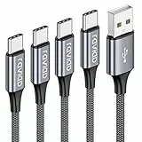 RAVIAD Cavo USB C [4Pezzi, 0.5m 1m 2m 3m] Nylon Intrecciato Cavo USB Tipo C di Ricarica Rapida e Trasmissione per Samsung Galaxy S22/ S10/ S9/ S8, Huawei P30/ P20/ Mate20, Sony Xperia XZ (Grigio)