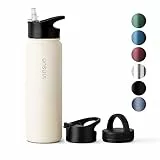 Vinsun Bottiglia Termica in Acciaio Inox 750ml - 3 Coperchi, Senza Perdite, Senza BPA - Borraccia Thermo Sportiva - Scuola, Università, Bici, Ufficio, Palestra - anche per Bevande gassate