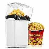 HOUSNAT Macchina Popcorn 1200W, in 2 Minuti, ad Aria Calda, Senza Olio e Grassi, Facile da Pulire, Design Compatto, Bianco