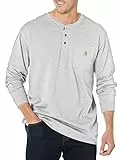 Carhartt, T-shirt Henley a manica lunga, Loose Fit, Uomo, Heather Grey , M