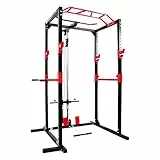 Ultrasport Power Rack Multifunzione per Efficaci Allenamenti Corpo totale, Solida Costruzione in Acciaio, Perfetto per Principianti e Professionisti, Palestra in Casa, Torre Fitness, Nero/Rosso