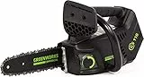Greenworks GD40TCS Motosega a Batteria con Impugnatura Superiore, Motore Brushless, Lunghezza Barra 25cm, Velocità Catena 12m/s, 2,4kg, Auto-Lubrificante, SENZA Batteria 40V e Caricabatterie