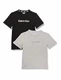 Calvin Klein 2 pz Tee Magliette S/S, Pvhblack/Greyheather, 12-14 Anni Bambino
