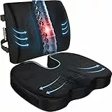 FORTEM Cuscino per Sedia Ufficio, Lombare, Sedile Auto, Memory Foam Schiena, Lavabile (Nero)