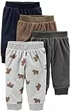 Simple Joys by Carter's Pantaloni in Cotone Unisex Bimbi, Pacco da 4, Blu Marino/Grigio Chiaro Stampa Orsi/Grigio Scuro/Marrone, 24 Mesi