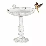 Relaxdays Abbeveratoio, Vaschetta per Uccellini da Terra, Decorazione da Giardino, Accessori per Uccelli, Deco, Bianco