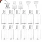 Reccisokz - 12 contenitori da viaggio trasparenti, vuoto per shampoo, balsamo, lozione, prodotti da bagno (30ml), kit viaggio, per liquidi