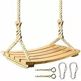 Herefun Altalena in Legno, Altalena da Giardino per Bambini Adulti, Altalena Sedile per Legno per Esterni, Altalena Pastorale per Ragazzo e Bimba, Giardino, Cortile, Interno, Esterno (45cm)