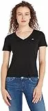 Tommy Jeans T-shirt Maniche Corte Donna TJW Slim Soft Scollo a V, Nero (Black), M