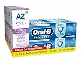 AZ Dentifricio 3DWhite Illuminate Express Sbiancante + Oral-B Pro Expert 24 Ore di Protezione, Maxi Multipacco, Confezione da 12 Dentifrici (6x50ml + 6x75ml), Menta