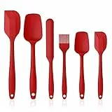 Vicloon Spatole in Silicone, Set 6 PCS Spatola da Cucina Utensili, Resistente al Calore Antiaderenti Utensili da Cucina in Silicone, Compreso Cucchiaio in Silicone, Pennelli da Cucina ECC(Rosso)