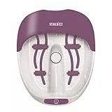 HoMedics Luxury Nail Care Foot Spa, Pediluvio Massaggiatore Piedi con 4 Strice Idromassaggio, Kit per Pedicure, Pietra Pomice, Rulli Massaggianti e Funzione Mantenimento Acqua Calda, Taglia Max: 47