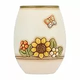 Thun C2293H90 Linea Country - Vaso Fiori da Interno, Ceramica, Bianco con Fiori Multicolore e Farfalla, Grande 20.1 x 21.7 x 26.2 cm