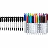 Amazon Basics Pennarelli Indelebili, Confezione Da 24 Pezzi, Colori Assortiti & Pennarelli Indelebili, Colore Nero, Confezione Da 12