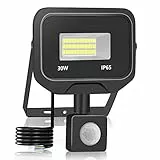 Probapro 30W Faretto LED Con Rilevatore Di Movimento, 3000LM Proiettore Per Esterni Proiettore Super Luminoso, IP65 Impermeabile Luce Di Sicurezza LED Per Vialetto, Cortile, Giardino, Garage, Porte