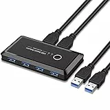 GeekerChip USB 3.0 Switch,KVM Switch con 2 Cavi USB 3.0,Commutatore USB 2 Ingressi 4 Uscite per Mouse,Tastiera,Scanner,Stampante,Chiavetta,Hard Drive