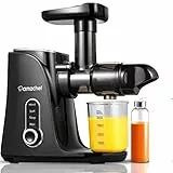 AMZCHEF Estrattore Di Succo a Freddo - Due Modalità con Funzione Di Masticazione Inversa che Evita Blocchi - con Bottiglia Portatile e Due Tazze - Nero