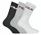 Fila F9505, Calze Unisex - Adulto, Nero/Grigio/Bianco, 39-42, Confezione da 3