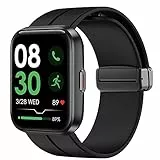 Blueshaweu Cinturino sportivo compatibile per 208/ ID208/ ID208 BT Smartwatch, cinturino regolabile con magnetica in silicone per ENOMIR ID208 /aeac ID208 / Tensky ID208BT Smartwatch (nero)