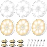 6 Pezzi Luce a Induzione Interna, Electight Luce Notturna LED Ricaricabile USB con Sensore di Movimento, 8 LEDs/3 modalità, per Camera da letto,Armadietto,Corridoi,Scale,Cucina,3 Bianco+3 Giallo Caldo