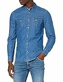 Wrangler Uomo Ls Western Denim Shirt Straight, Blu (Mid Stone), L
