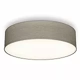 B.K.Licht Plafoniera in tessuto, Lampada da soffitto diametro 38cm, color grigio-talpa, attacco per 2 lampadine E27 non incluse, Lampadario moderno per salotto o camera da letto, IP20