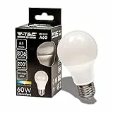 V-TAC Lampadina LED con Attacco E27 8,5W (Equivalenti a 60W) A60-806 Lumen - Lampadine LED Massima Efficienza e Risparmio Energetico - 4000K Luce Bianca Naturale