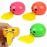 Vibbang 4 Pezzi Vomito Uovo Giocattolo, Palla Antistress Tuorlo D'uovo Vomito, Giocattolo Melma Tuorlo D'uovo, Succhiare e Vomitare Giocattolo Squeeze Antistress per Bambini Adulti (Giallo)