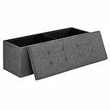 SONGMICS Pouf Contenitore da 110 cm, Cassapanca Pieghevole, Panca Contenitore, Poggiapiedi, per Camera da Letto Ingresso Soggiorno, Grigio Scuro LSF77K