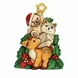 THUN - Addobbi Natalizi Teddy e Gli Amici del Bosco in Ceramica Decorata a Mano - Idea Regalo Natale 2022-22x14.2x30 cm h