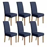 Amazon Basics, Fodera per sedia da pranzo elasticizzata, blu navy (confezione da 6)