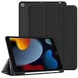 CACOE Cover Custodia Compatibile con iPad 9a Generazione 2021/iPad 8a Gen 2020/iPad 7a Gen 2019, Leggero Cover Protettivo Supporto con Pencil Holder per iPad 10.2 Auto Sveglia Sonno, Nero